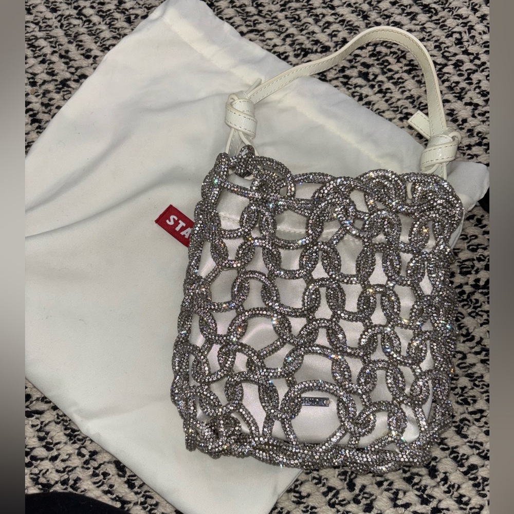 STAUD Silver Chain-Link Clutch